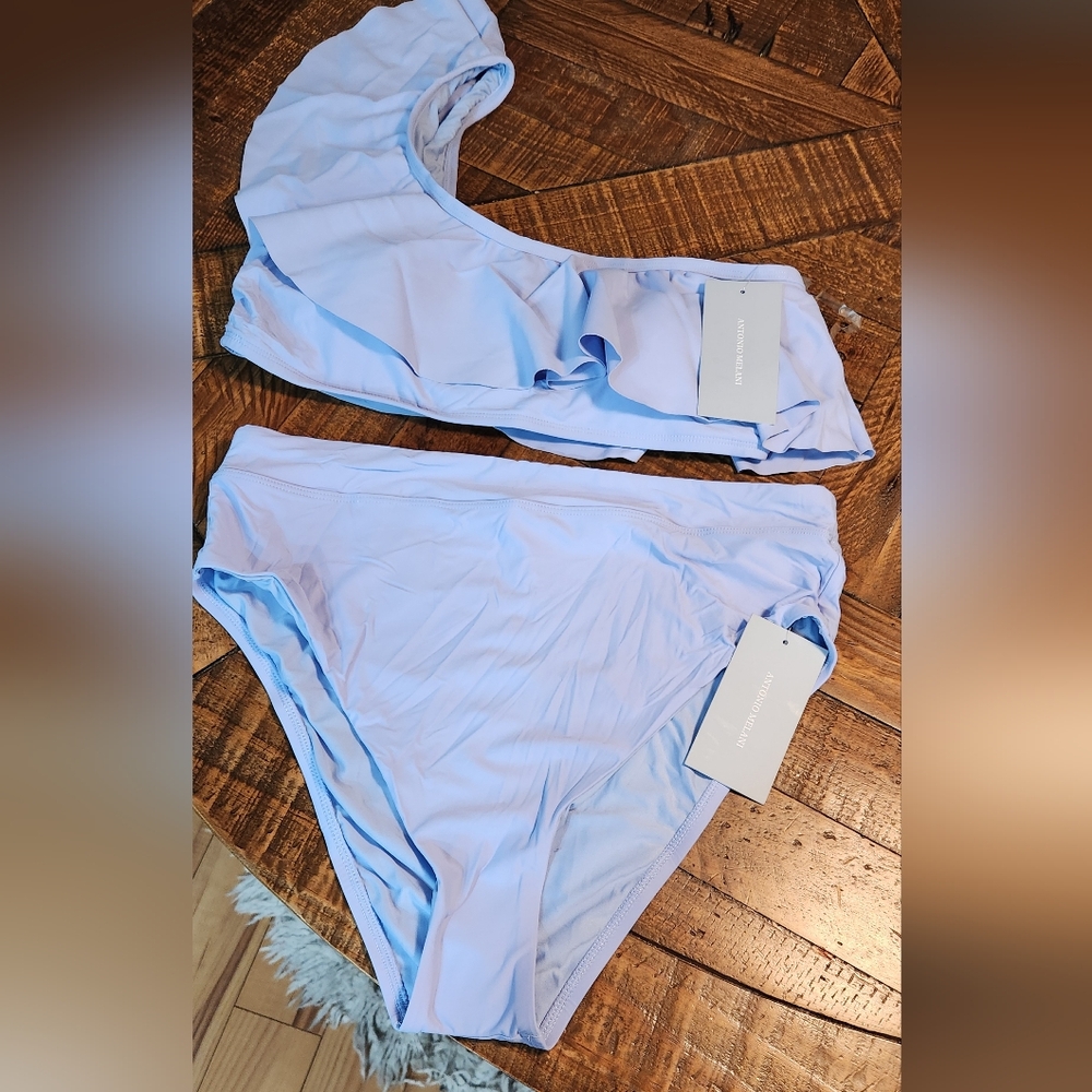 Antonio Melani Light Blue One-Shoulder Bikini Set. NWT.
